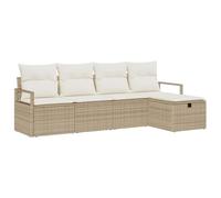 vidaXL Set di Divani da Giardino 5 Pezzi con Cuscini Beige in Rattan Sintetico, Piedini Regolabili, Design Sezionale e Rimovibile, Resistente alle Intemperie. Perfetto per Il Tuo Terrazzo e Patio.