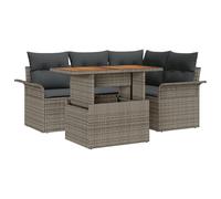 vidaXL Set di divani da Giardino 5 Pezzi con Cuscini Grigi in polirattan, mobili modulari per l'esterno, Comodi posti a Sedere per Giardini e terrazze. Perfetto per Un Gruppo Estivo Flessibile e prat