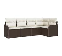 vidaXL Set di divani da Giardino 5 Pezzi con Cuscini in polyrattan Marrone, Divano da Giardino 2 posti con Contenitore e Cuscini in polyrattan Marrone