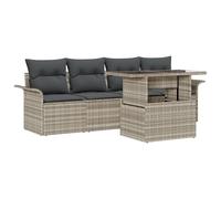 vidaXL Set di divani da Giardino 5 Pezzi con Cuscini in Rattan Sintetico Grigio Chiaro