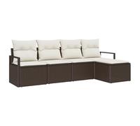 vidaXL Set di divani da Giardino a 5 Pezzi con Cuscini, Design modulare in Marrone e Bianco. Perfetto per Stare all'aperto, Resistente e Comodo, Ideale per patii, balconi e terrazze. Ottimo per Loung