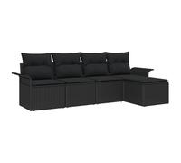 vidaXL Set di divani da Giardino 5 Pezzi con Cuscini Neri. Perfetto per l'esterno, ha Un Design in Rattan Comodo e Morbido. È Elegante e ha Un Aspetto Moderno, Ideale per balconi e Patio. Includendo