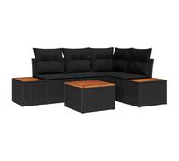 vidaXL Set di Divani da Giardino 5 Pezzi con Cuscini Nero in Rattan Sintetico - Mobili da Esterno per Patio e Terrazzo, Divano Letto Modulare Impermeabile per L'Estate