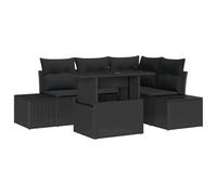 vidaXL Set di 5 cuscini da giardino in polyrattan, colore nero, eleganti sedute con spazio per terrazza e balcone, mobili da esterno, lounge modulare
