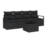vidaXL Set di Divani da Giardino da 5 Pezzi con Cuscini Nero Polyrattan | Design Modulare Resistente alle Intemperie e Regolabile Perfetto per Posti a Sedere all'Aperto Include Tavolino Mobili Divan