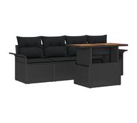vidaXL Set Divano da Giardino 5 Pezzi con Cuscini Polyrattan Nero