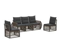 vidaXL Set di divani da giardino, 5 pezzi, grigio e grigio scuro, divano moderno, resistente alle intemperie, modulare per esterni, mobili da giardino, seduta per patio, design in rattan