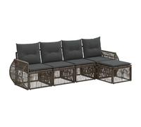 vidaXL Set di divani da giardino, 5 pezzi, grigio e grigio scuro, divano modulare moderno, resistente alle intemperie, per giardino, seduta all'aperto, vicino alla piscina, mobili da patio