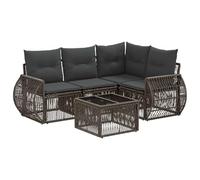 vidaXL Set di divani da giardino 5 pezzi grigio e grigio scuro polyrattan, divano da giardino modulare, resistente alle intemperie, perfetto per momenti di relax sul patio