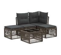 vidaXL Set di divani da giardino, 5 pezzi, grigio polyrattan, divano da giardino moderno, mobili resistenti alle intemperie, design modulare, sedute eleganti per rilassarsi