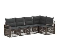 vidaXL Set di divani da giardino, 5 pezzi, grigio rattan sintetico, divano modulare moderno, resistente alle intemperie, ideale per rilassarsi in giardino o in cortile, feste
