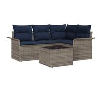vidaXL Set di divani da giardino 5 pezzi grigio rattan sintetico, moderno divano modulare per giardino e terrazza, mobili resistenti al sole, ideale per primavera ed estate