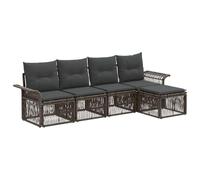 vidaXL Set di divani da giardino, 5 pezzi, grigio rattan sintetico, set di divani moderni per giardino, resistenti alle intemperie, design modulare, sedute da esterno
