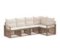 vidaXL Set di divani da giardino 5 pezzi in rattan artificiale beige, bello, moderno, resistente alle intemperie, set di divani modulari da esterni, ideale per rilassarsi e patio lounge