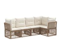 vidaXL Set di divani da giardino 5 pezzi in rattan artificiale beige, mobili da giardino moderni, set di mobili da esterno, design modulare, sedili resistenti alle intemperie, salotto regolabile per