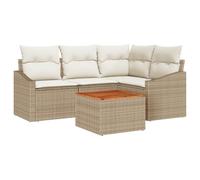 vidaXL Set di divani da Giardino da 5 Pezzi in Beige polyrattan con Cuscini Panna per Il Relax all'aperto e mobili da Patio Eleganti, Seduta sezionale, Tavolo caffè