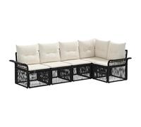 vidaXL Set di divani da giardino, 5 pezzi, in rattan sintetico, moderno, per giardino, resistente alle intemperie, ideale per balcone, terrazza o patio