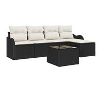 vidaXL Set di Divani da Giardino 5 Pezzi Modulare con Cuscini Nero e Bianco Rattan Seduta da Esterno per Patio Rattan Cinque Mobili Intrecciati Resistenti alle Intemperie