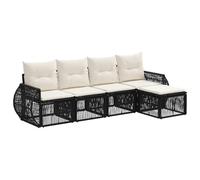 vidaXL Set di divani da giardino, 5 pezzi, nero e bianco crema, divano modulare moderno, resistente alle intemperie, per giardino, seduta all'aperto, vicino alla piscina, mobili da patio