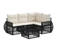 vidaXL Set di divani da giardino, 5 pezzi, nero e bianco crema, set di divani da giardino, resistenti alle intemperie, ideale per momenti sociali, rilassarsi nel tuo patio