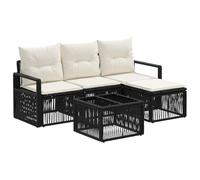vidaXL Set Divano da Giardino 5 pcs Nero polyrattan