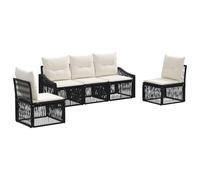 vidaXL Set di divani da giardino, 5 pezzi, nero, in rattan sintetico, divano modulare moderno, resistente alle intemperie, sedute esterne, mobili in rattan, comoda sedia relax