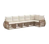 vidaXL Set di divani da giardino, 6 pezzi, beige e bianco crema, divano da giardino moderno, resistente alle intemperie, con cuscini, set di mobili per il patio alla moda
