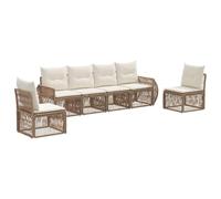 vidaXL Set di divani da giardino, 6 pezzi, beige e bianco crema, divano modulare moderno, resistente alle intemperie, ideale per conversazioni in giardino, patio