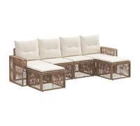 vidaXL Set di divani da giardino, 6 pezzi, beige e bianco crema, moderno divano da giardino, design modulare, antitempo, mobili da esterno per patio, balcone e cortile
