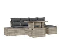 vidaXL Set di 6 divani da giardino, beige e grigio, in polyrattan, con cuscino, design modulare, ideale per sedute all'aperto, uso dello spazio di archiviazione, mobili patio, divano ad angolo
