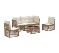 vidaXL Set di divani da giardino, 6 pezzi, beige polyrattan, divano da giardino moderno, resistente alle intemperie, design modulare, set esterno in polyrattan