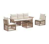 vidaXL Set di divani da giardino 6 pezzi Beige polyrattan, mobili da giardino alla moda, mobili resistenti alle intemperie, zona relax all'aperto, sedili imbottiti per Momenti confortevoli