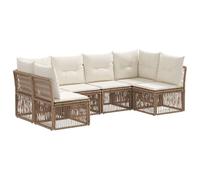 vidaXL Set di divani da giardino, 6 pezzi, beige, rattan sintetico, divano da giardino moderno, resistente alle intemperie, design modulare, sedute comode per rilassarsi e mangiare all'aperto
