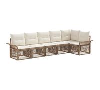 vidaXL Set di divani da giardino, 6 pezzi, beige, rattan sintetico, divano moderno da giardino, mobili da terrazza facili da pulire, design modulare resistente alle intemperie