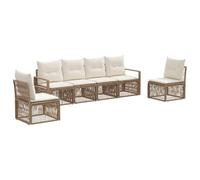 vidaXL Set di divani da giardino, 6 pezzi, beige, rattan sintetico, divano modulare per giardino moderno, resistente alle intemperie, seduta esterna in polyrattan, comfort assicurato