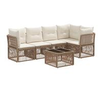 vidaXL Set di divani da giardino, 6 pezzi, beige, rattan sintetico, mobili moderni per il giardino, set divano per esterni, design modulare, sedute resistenti alle intemperie, lounge regolabile