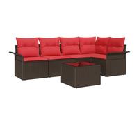 vidaXL Set di divani da giardino, 6 pezzi, colore marrone polyrattan, moderno divano modulare per giardino e terrazza, mobili da esterno resistenti ai raggi UV, rattan durevole