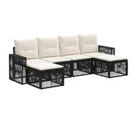 vidaXL Set di divani da giardino, 6 pezzi, colore nero e bianco, crema, moderno divano da giardino, design modulare, antitempo, mobili da esterno per patio, balcone e cortile