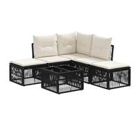 vidaXL Set di divani da giardino, 6 pezzi, colore nero polyrattan, divano da giardino, sedia a sdraio moderna, mobili da esterno resistenti alle intemperie, design modulare per patio