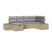 vidaXL Set Divano da Giardino a 6 Pezzi con Cuscini Beige e Grigi | Posto a Sedere modulare in polyrattan, Design Moderno e Resistente alle intemperie per balconi e patii.