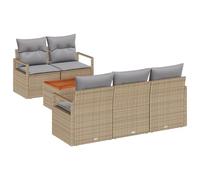 vidaXL Set di divani da Giardino 6 Pezzi con Cuscini Beige e Grigi in Rattan polyacrylico e Legno di Acacia, Resistenti alle intemperie. Ottimo per Il Patio, la Lounge, la terrazza, Il Cortile o Il b