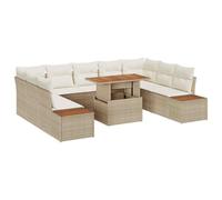 vidaXL Set di divani da Giardino 6 Pezzi con Cuscini Beige in Rattan Sintetico, Design modulare e Regolabile. Perfetto per Gli spazi Esterni, Facile da Mantenere e Ideale per Le Feste estive.