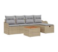 vidaXL Set di Divani da Giardino 6 Pezzi con Cuscini Beige Polyrattan | Mobili da Esterno Eleganti Piedi Regolabili Seduta Confortevole per 4 Facile Manutenzione Fodere Rimovibili Modulare Patio Gri