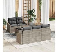 vidaXL Set di divani da giardino 6 Pezzi con Cuscini Grigio Chiaro Polirattan Mobili Esterni Sedili Eleganti Lounge Patio per Balcone Moderno