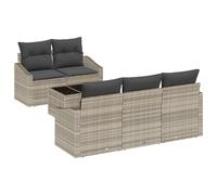 vidaXL Set di divani da giardino 6 Pezzi con Cuscini Grigio Chiaro Polirattan Mobili Esterni Sedili Eleganti Lounge Patio per Balcone Moderno