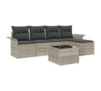 Set Divano Giardino 6 Pezzi con Cuscini Grigio Rattan