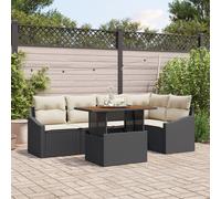 vidaXL Set di divani da giardino 6 pezzi con cuscini in polyrattan nero