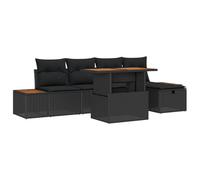 vidaXL Set di Divani da Giardino 6 Pezzi con Cuscini in Rattan Nero - Arredo Outdoor Moderno per Patio e Balcone, Set Modulare Resistente all'Acqua, Perfetto per L'Estate, Intrecciato a Mano e Durevo