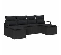 vidaXL Set di divani da Giardino 6 Pezzi con Cuscini in Rattan Sintetico Nero. Ha Piedi Regolabili e Un Design modulare, Perfetto per l'uso all'aperto. Ideale per Il Patio, Il Soggiorno o la terrazza