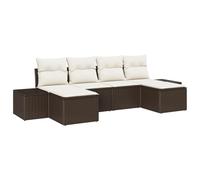 vidaXL Set di Divani da Giardino 6 Pezzi con Cuscini Marrone Poly Rattan
